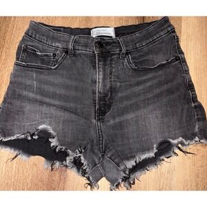 Abercrombie & Fitch Denim Shorts Distressed‎ Frayed Hem Black Wash Size 28